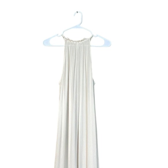 H&M Conscious Cream White Ruffle Halter Neck Tiered Maxi Dress Size 8 - Picture 2 of 4